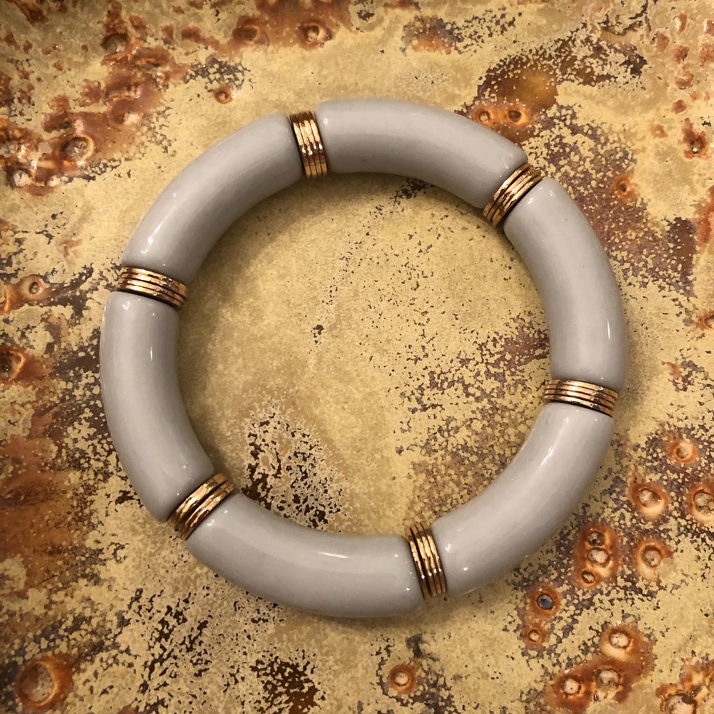 NEW! Tubular Bracelet - Light Blue/Green Tubes with Gold Discs ⏺️ - Picture 3 of 6